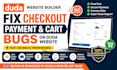 fix checkout payment cart bugs on duda carrd wix wordpress website builder fast