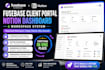 custom airtable database softr client portal, notion dashboard automation budget