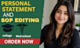 professionally proofread or edit your personal statement or statement of purpose
