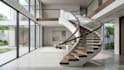 design modern 3d staircase, spiral, floating and handrail