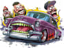 create illustration cartoon car rat fink style