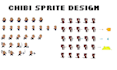 create top down rpg character sprite, chibi  character sprite for  indie game