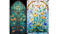 design stained glass pattern, geometric mosaic, decorative