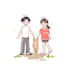 draw a cute chibi cartoon portrait for couples and pets