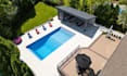 design landscape, front yard, backyard, pool, patio with 3d rendering architect