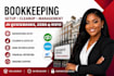 do bookkeeping, setup and cleanup in quickbooks, xero, and wave