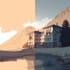 draw a building, landscape into vector art illustration