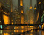 make a cyberpunk futuristic city art