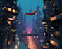 draw a cyberpunk city illustrations