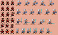 do pixel art sprite sheet, npc character, pixel character, retro pixel animation