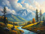 paint landscape in oil painting