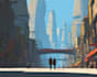 drawing a cyberpunk futuristic city art