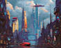 make a cyberpunk futuristic city art
