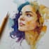 draw watercolor portrait painting