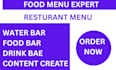create food, food menu, drink menu