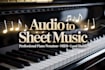 transcribe audio to professional sheet music, piano notation and midi