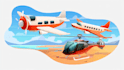 draw aircraft, airplane, helicopter into a vector cartoon