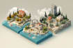 draw unique isometric map illustration flat design 2d isometric map