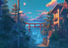 draw a cool background illustration in 2d anime style