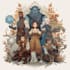 do group party character art, dnd party