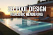 3d swimming pool design rendering backyard pool visualization luxury pool