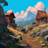 illustrate environments, landscapes, board game, concept art
