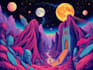 create colorful psychedelic and trippy style illustration