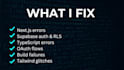 fix next js, react, and supabase bugs fast