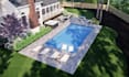 design backyard landscape with 3d rendering, garden, pergola, pool design