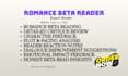 beta read romance book, be romance beta reader, romance novel beta reading