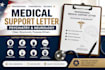 write a professional medical support letter for your claims