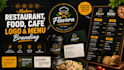 design modern restaurant logo and editable canva menu fast