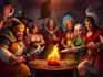 do group party character art, dnd party