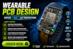 design wearable pcb with ble, esp32, iot for smart device, watch glass prototype