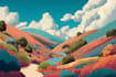 draw a flat vector landscape illustration