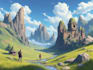 draw a fantasy landscape illustration