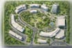 render conceptual siteplan,modern urban commercial space,building complex layout