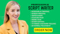 write a professional movie script, screenplay or film script
