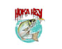 create unique hoka hey and crazy fishing logo