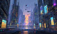illustrate a cyberpunk scifi futuristic city
