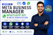 setup whatsapp api, meta business suite and business manager verification