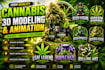 make cinematic 3d cannabis weed  packaging and labeldesign, modeling  animation