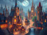 illustrate detailed fantasy cityscapes