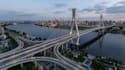 design 3d bridge, construction site, pedestrians street, road model with render