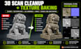 clean, retopologize, repair 3d scan models and bake textures