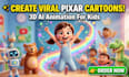 create disney pixar style 3d ai cartoon animation videos for kids