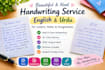 do neat urdu english handwriting for assignments or letters