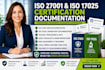 iso 17025 and  iso 27001 certification documentation