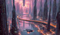 make a cyberpunk city design for you