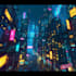 design a futuristic cyberpunk city environment